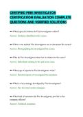 CERTIFIED FIRE INVESTIGATOR&NewLine;CERTIFICATION EVALUATION COMPLETE&NewLine;QUESTIONS AND VERIFIED SOLUTIONS&NewLine;