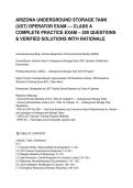 ARIZONA UNDERGROUND STORAGE TANK &lpar;UST&rpar; OPERATOR EXAM &mdash; CLASS A COMPLETE PRACTICE EXAM &ndash; 200 QUESTIONS & VERIFIED SOLUTIONS WITH RATIONALE&period;pdf&NewLine;&NewLine;