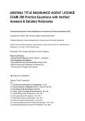 ARIZONA TITLE INSURANCE AGENT LICENSE EXAM 200 Practice Questions with Verified Answers & Detailed Rationales&period;pdf&NewLine;&NewLine;