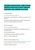 CERTIFIED PROFESSIONAL PUBLIC BUYER&NewLine;CERTIFICATION EVALUATION COMPLETE&NewLine;QUESTIONS AND VERIFIED SOLUTIONS&NewLine;