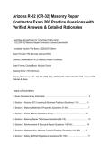 Arizona R-32 &lpar;CR-32&rpar; Masonry Repair Contractor Exam 200 Practice Questions with Verified Answers & Detailed Rationales&period;pdf&NewLine;&NewLine;