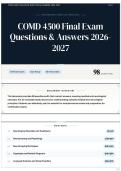 COMD 4500 Final Exam Questions & Answers 2026&sol;2027