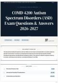 COMD 4200 Autism Spectrum Disorders &lpar;ASD&rpar; Exam Questions & Answers 2026&sol;2027