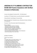 ARIZONA R-37 PLUMBING CONTRACTOR EXAM 200 Practice Questions with Verified Answers & Rationales&period;pdf&NewLine;&NewLine;