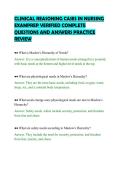 CLINICAL REASONING CASES IN NURSING&NewLine;EXAMPREP VERIFIED COMPLETE&NewLine;QUESTIONS AND ANSWERS PRACTICE&NewLine;REVIEW&NewLine;