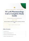 NU 578 Pharmacology 2026&sol;2027 &ndash; Unit 2 Complete Study Guide with Verified Q&A & Rationales&NewLine;&NewLine;
