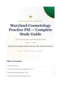 Maryland Cosmetology PSI Exam 2026&sol;2027 &ndash; Complete Study Guide with Practice Questions & Verified Answers&NewLine;&NewLine;