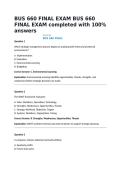 BUS 660 FINAL EXAM BUS 660 FINAL EXAM completed with 100&percnt; answers