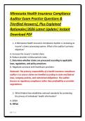 Minnesota Health Insurance Compliance&NewLine;Auditor Exam Practice Questions &&NewLine;&lbrack;Verified Answers&rsqb;&comma; Plus Explained&NewLine;Rationales&vert;2026 Latest Update&vert; Instant&NewLine;Download PDF