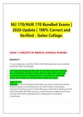 NU 170&sol;NUR 170 Bundled Exams &vert; &NewLine;2026 Update &vert; 100&percnt; Correct and &NewLine;Verified - Galen College