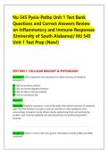 Nu 545 Pysio-Patho Unit 1 Test Bank &NewLine;Questions and Correct Answers Review &NewLine;on Inflammatory and Immune Responses &NewLine;&lpar;University of South Alabama&rpar;&sol; NU 545 &NewLine;Unit 1 Test Prep &lpar;New&excl;&rpar;