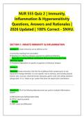NUR 555 Quiz 2 &vert; Immunity&comma; &NewLine;Inflammation & Hypersensitivity &NewLine;Questions&comma; Answers and Rationales &vert; &NewLine;2026 Updated &vert; 100&percnt; Correct - SNHU&period;
