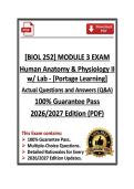 BIOL252&sol;BIOL 252 Module 1-8 &final Exam &vert; Human Anatomy & Physiology II w&sol; Lab &vert; Portage Learning &vert; Q & A &vert; 2026&sol;2027 Edition &lpar;PDF&rpar;