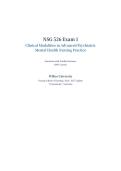 NSG 526 EXAM 1 ACTUAL 2026&sol;2027 &vert; Clinical Modalities in Advanced PMHNP Practice &vert; Verified Q&A &vert; Wilkes &vert; Pass Guaranteed - A&plus; Graded&NewLine;&NewLine;