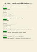 AP Biology Questions with CORRECT Answers