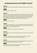 AP Biology Questions with CORRECT Answers