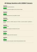 AP Biology Questions with CORRECT Answers