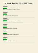 AP Biology Questions with CORRECT Answers