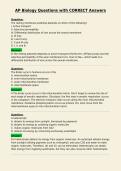 AP Biology Questions with CORRECT Answers
