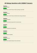 AP Biology Questions with CORRECT Answers