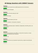 AP Biology Questions with CORRECT Answers