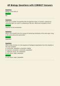 AP Biology Questions with CORRECT Answers