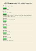AP Biology Questions with CORRECT Answers