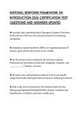 NATIONAL RESPONSE FRAMEWORK AN&NewLine;INTRODUCTION 2026 CERTIFICATION TEST&NewLine;QUESTIONS AND ANSWERS UPDATED&NewLine;