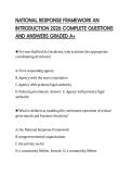 NATIONAL RESPONSE FRAMEWORK AN&NewLine;INTRODUCTION 2026 COMPLETE QUESTIONS&NewLine;AND ANSWERS GRADED A&plus;&NewLine;