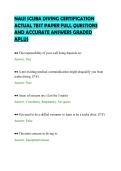 NAUI SCUBA DIVING CERTIFICATION&NewLine;ACTUAL TEST PAPER FULL QUESTIONS&NewLine;AND ACCURATE ANSWERS GRADED&NewLine;APLUS&NewLine;