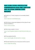 NAUI SCUBA DIVING CERTIFICATION&NewLine;COMPREHENSIVE EXAM PREP QUESTIONS&NewLine;AND SOLUTIONS VERIFIED STUDY&NewLine;RESOURCE&NewLine;