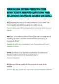 NAUI SCUBA DIVING CERTIFICATION&NewLine;EXAM SCRIPT VERIFIED QUESTIONS AND&NewLine;SOLUTIONS COMPLETE REVIEW MATERIAL
