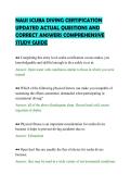 NAUI SCUBA DIVING CERTIFICATION&NewLine;UPDATED ACTUAL QUESTIONS AND&NewLine;CORRECT ANSWERS COMPREHENSIVE&NewLine;STUDY GUIDE&NewLine;