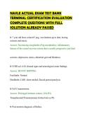 NAVLE ACTUAL EXAM TEST BANK&NewLine;TERMINAL CERTIFICATION EVALUATION&NewLine;COMPLETE QUESTIONS WITH FULL&NewLine;SOLUTION ALREADY PASSED&NewLine;