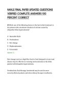 NAVLE FINAL PAPER UPDATED QUESTIONS&NewLine;VERIFIED COMPLETE ANSWERS 100&NewLine;PERCENT CORRECT&NewLine;