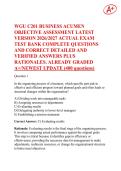 WGU C201 Business Acumen Objective Assessment&comma; C201&comma; Western Governors University&comma; 2026&ndash;2027&mdash; complete objective assessment test bank with verified answers and rationales