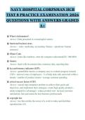 NAVY HOSPITAL CORPSMAN HCB&NewLine;TEST 8 PRACTICE EXAMINATION 2026&NewLine;QUESTIONS WITH ANSWERS GRADED&NewLine;A&plus;&NewLine;
