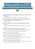 NAVY HOSPITAL CORPSMAN&comma; HCB&NewLine;TEST 2 ACTUAL EXAM PAPER 2026&NewLine;QUESTIONS WITH ANSWERS GRADED&NewLine;A&plus;