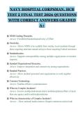 NAVY HOSPITAL CORPSMAN&comma; HCB&NewLine;TEST 2 FINAL TEST 2026 QUESTIONS&NewLine;WITH CORRECT ANSWERS GRADED&NewLine;A&plus;