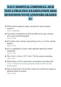 NAVY HOSPITAL CORPSMAN&comma; HCB&NewLine;TEST 2 PRACTICE EXAMINATION 2026&NewLine;QUESTIONS WITH ANSWERS GRADED&NewLine;A&plus;