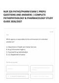 NUR 326 PATHO&sol;PHARM EXAM 1 PREPU QUESTIONS AND ANSWERS &vert; COMPLETE PATHOPHYSIOLOGY & PHARMACOLOGY STUDY GUIDE 2026&sol;2027