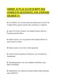 NBDHE ACTUAL EXAM SCRIPT 2026&NewLine;COMPLETE QUESTIONS AND ANSWERS&NewLine;GRADED A&plus;&period;&NewLine;
