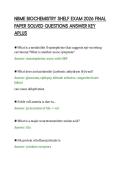 NBME BIOCHEMISTRY SHELF EXAM 2026 FINAL&NewLine;PAPER SOLVED QUESTIONS ANSWER KEY&NewLine;APLUS&NewLine;