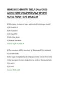 NBME BIOCHEMISTRY SHELF EXAM 2026&NewLine;MOCK PAPER COMPREHENSIVE REVIEW&NewLine;NOTES ANALYTICAL SUMMARY
