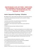  AQA PSYCHOLOGY A LEVEL 2021 PAPER 2 &ndash; MARK SCHEME STYLE ASSESSMENT Actual Exam 2026&sol;2027 &vert; Complete Exam-Style Questions with Detailed Rationales &vert; Pass Guaranteed &ndash; A&plus; Graded