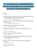 NC ADJUSTER &lpar;3&rpar; COMPREHENSIVE&NewLine;STUDY GUIDE 2026 FULL QUESTIONS&NewLine;AND SOLUTIONS GRADED A&plus;&NewLine;