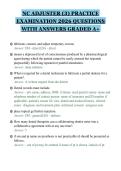 NC ADJUSTER &lpar;3&rpar; PRACTICE&NewLine;EXAMINATION 2026 QUESTIONS&NewLine;WITH ANSWERS GRADED A&plus;&NewLine;