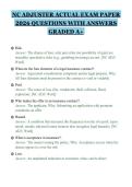 NC ADJUSTER ACTUAL EXAM PAPER&NewLine;2026 QUESTIONS WITH ANSWERS&NewLine;GRADED A&plus;&NewLine;