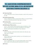 NC ADJUSTER COMPREHENSIVE&NewLine;STUDY GUIDE 2026 FULL QUESTIONS&NewLine;AND SOLUTIONS GRADED A&plus;