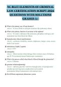 NC BLET ELEMENTS OF CRIMINAL&NewLine;LAW CERTIFICATION SCRIPT 2026&NewLine;QUESTIONS WITH SOLUTIONS&NewLine;GRADED A&plus;&NewLine;